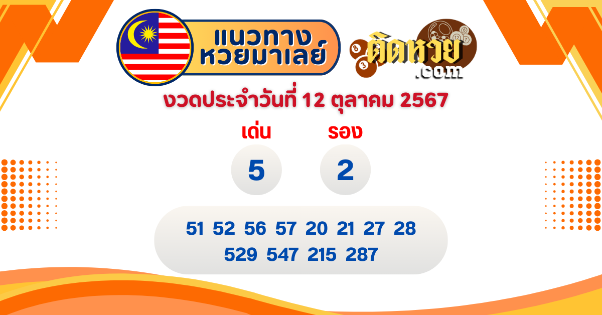 แนวทาง “หวยมาเลย์” มาเลย์วันนี้ 12/10/67