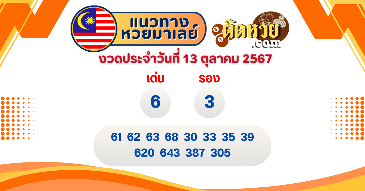 แนวทาง หวยมาเลย์ งวดวันที่ 13/10/67